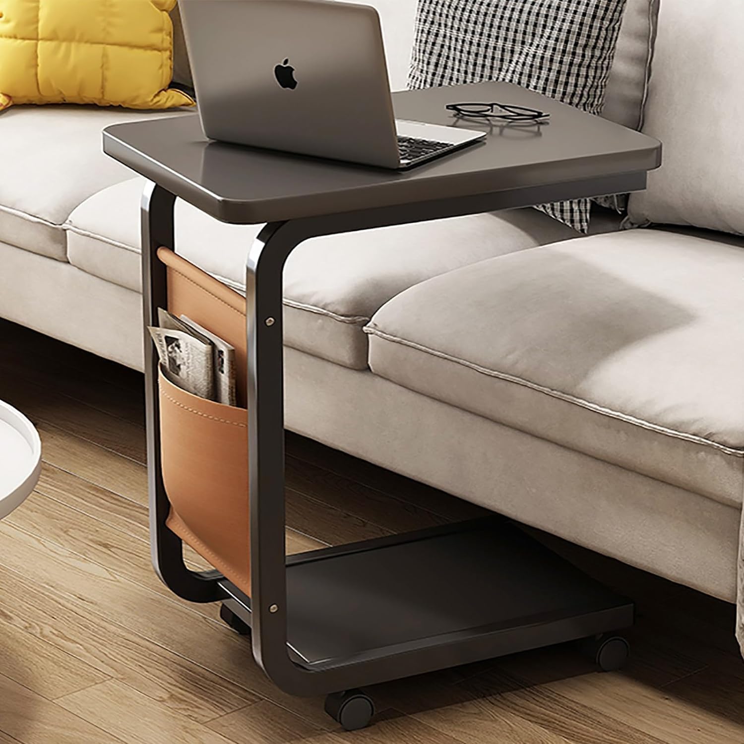 Aimery Office End Table Small Bedside Table Skinny Side Table Movable Small Coffee Table with Storage Bags On The Side and Large Storage On The Desktop (Color : A)