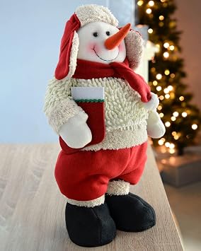 WeRChristmas Standing Snowman Christmas Decoration - 43 cm, Multi-Colour