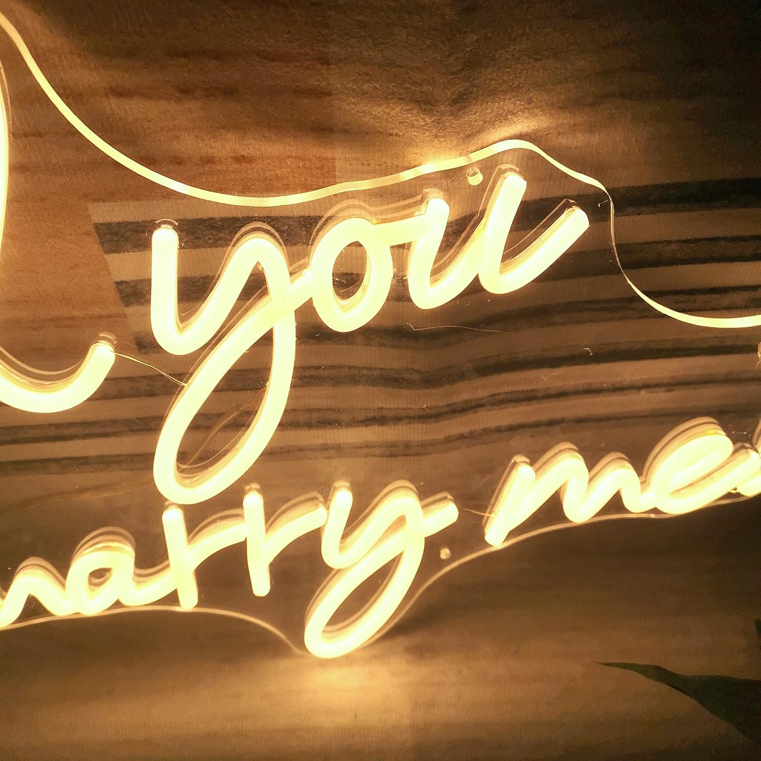 Letrero de neón con luces para propuesta de decoración de boda, 25.2 pulgadas grande marry me cartel para compromiso, romántico letrero de neón para esposa, blanco cálido