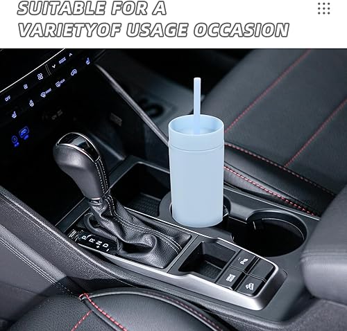 Miniatura 6 de Volhoply Vaso delgado de plástico de 16 onzas con tapa y pajita, paquete de 8 unidades, vasos aislados de doble pared de acrílico mate, sin BPA,