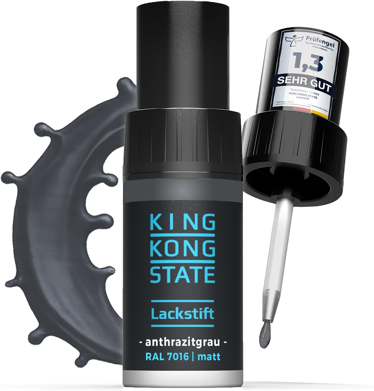 King Kong State Pisak do lakieru RAL7016 MATT - 1-warstwowy lakier w kolorze antracyt-szary do naprawy odprysków i zadrapani w części zewnętrznej i na samochodzie (MATT)