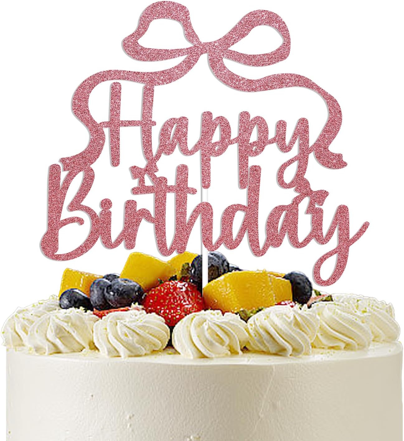 Coquette Happy Birthday Cake Topper - Knot Bow Bday Cake Decor
