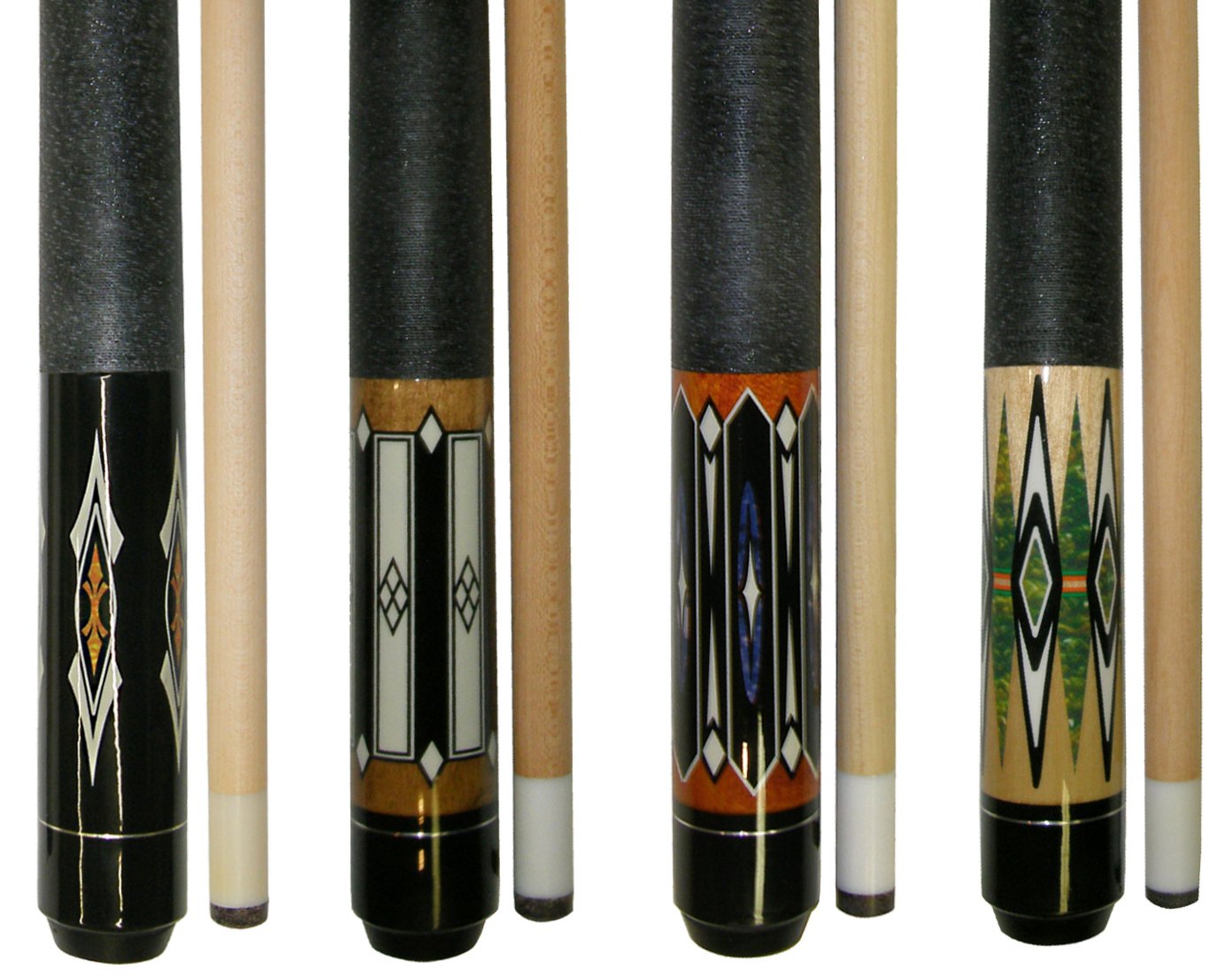 ISZY Billiards Pool Stick Set of 4. 2-Piece Cue Sticks Made from Hardwood Canadian Maple Wood in 4 Billiards Accessories