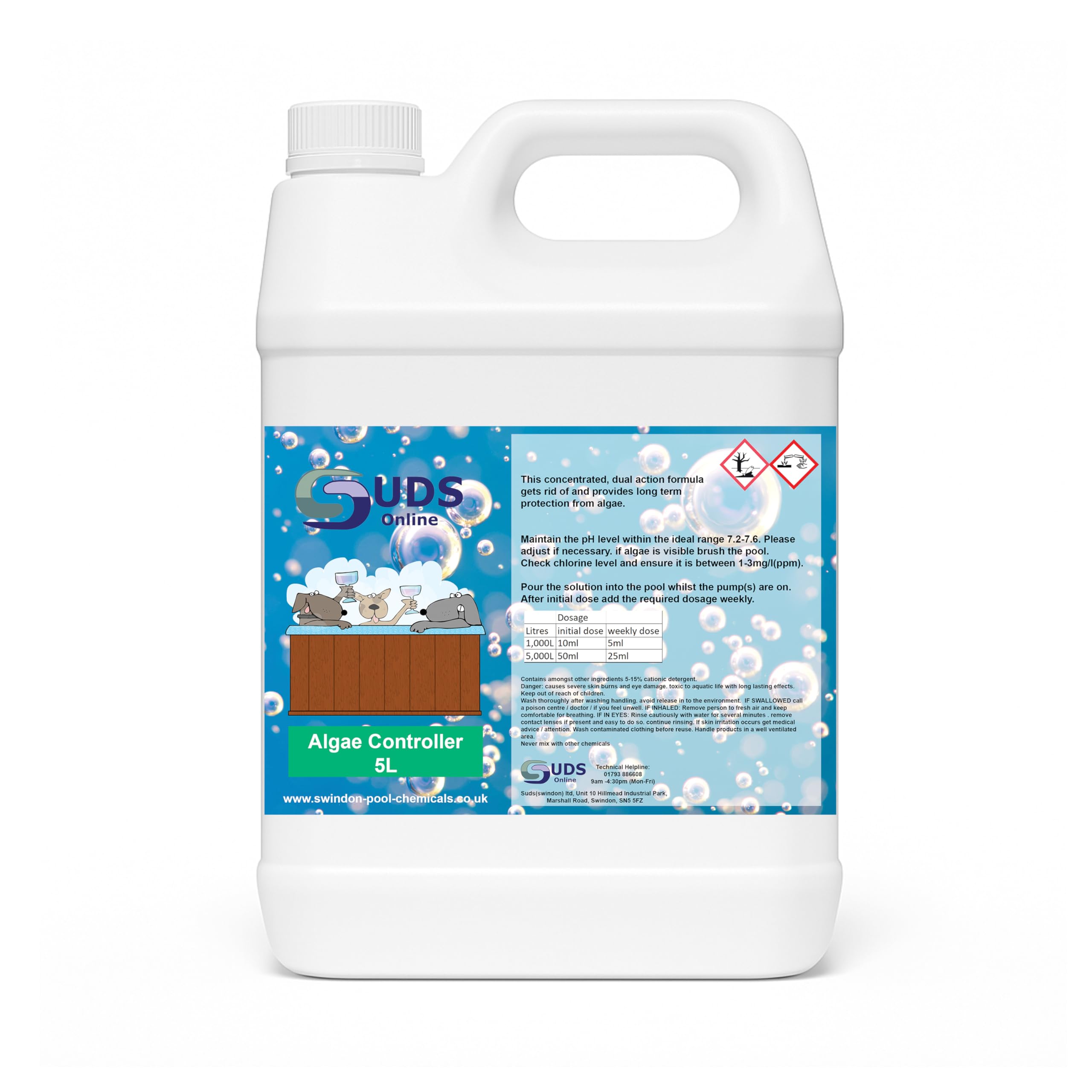 Suds-Online Algaecide 5L Swimming Pool Spa Hot Tub