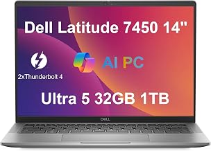 Dell Latitude 7450 7000 Business Laptop (14" FHD+, Intel Ultra 5 135U (> i7-1355U), 32GB RAM, 1TB SSD, HDR Webcam) Ultralight, Thin, Backlit, 2 x Thunderbolt 4, Wi-Fi 7, 13-Hr Battery Life, Win 11 Pro