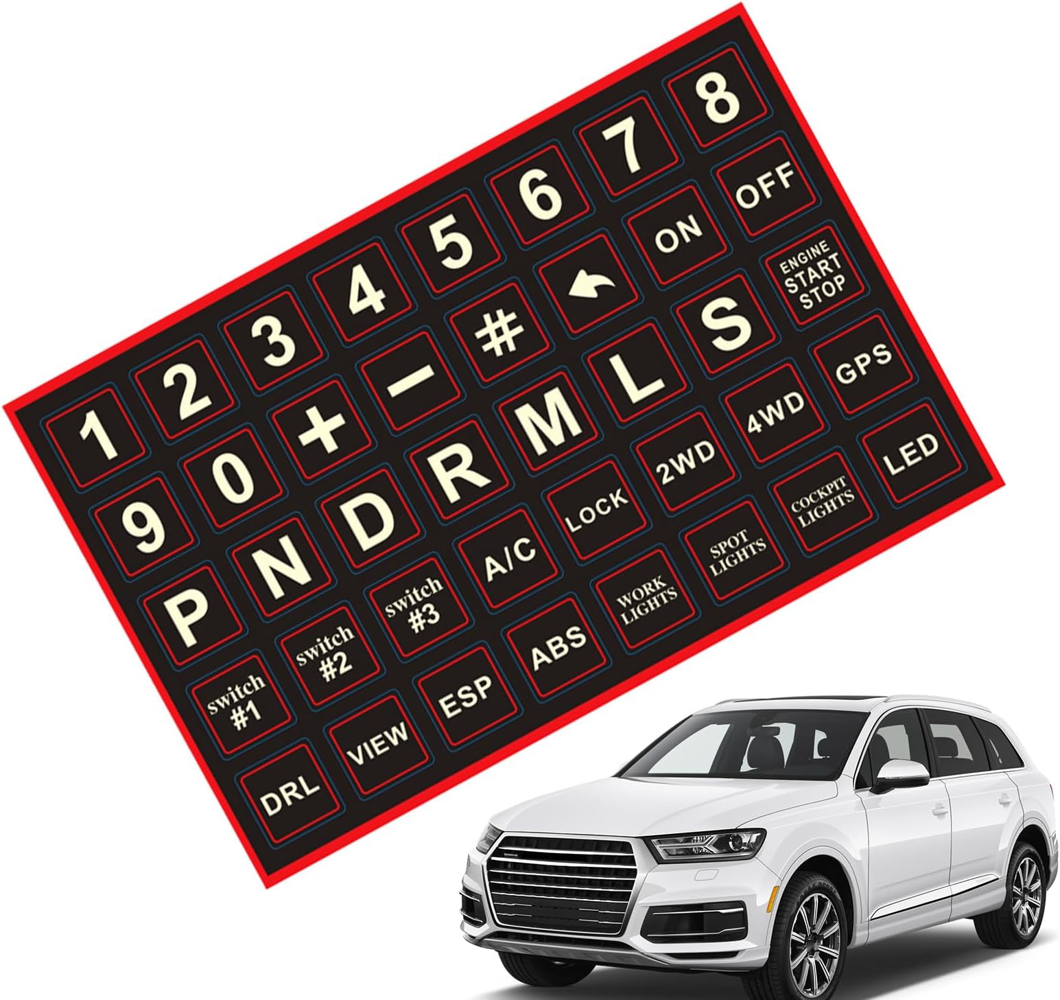 Stickers for Your Car – 40-Pack Glow Button Stickers, Waterproof Adhesive Circuit Panel Labels, High Visibility Luminous Material, Easy Installation, Finish | Car Boat Trailer Dashboard Access