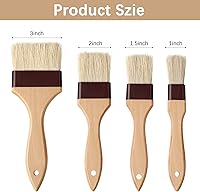 Vista 2 de Boao 4 cepillos de pastelería, cepillo de cerdas naturales, mango de madera de haya y cepillos para barbacoa para cocinar, mantequilla, aceite