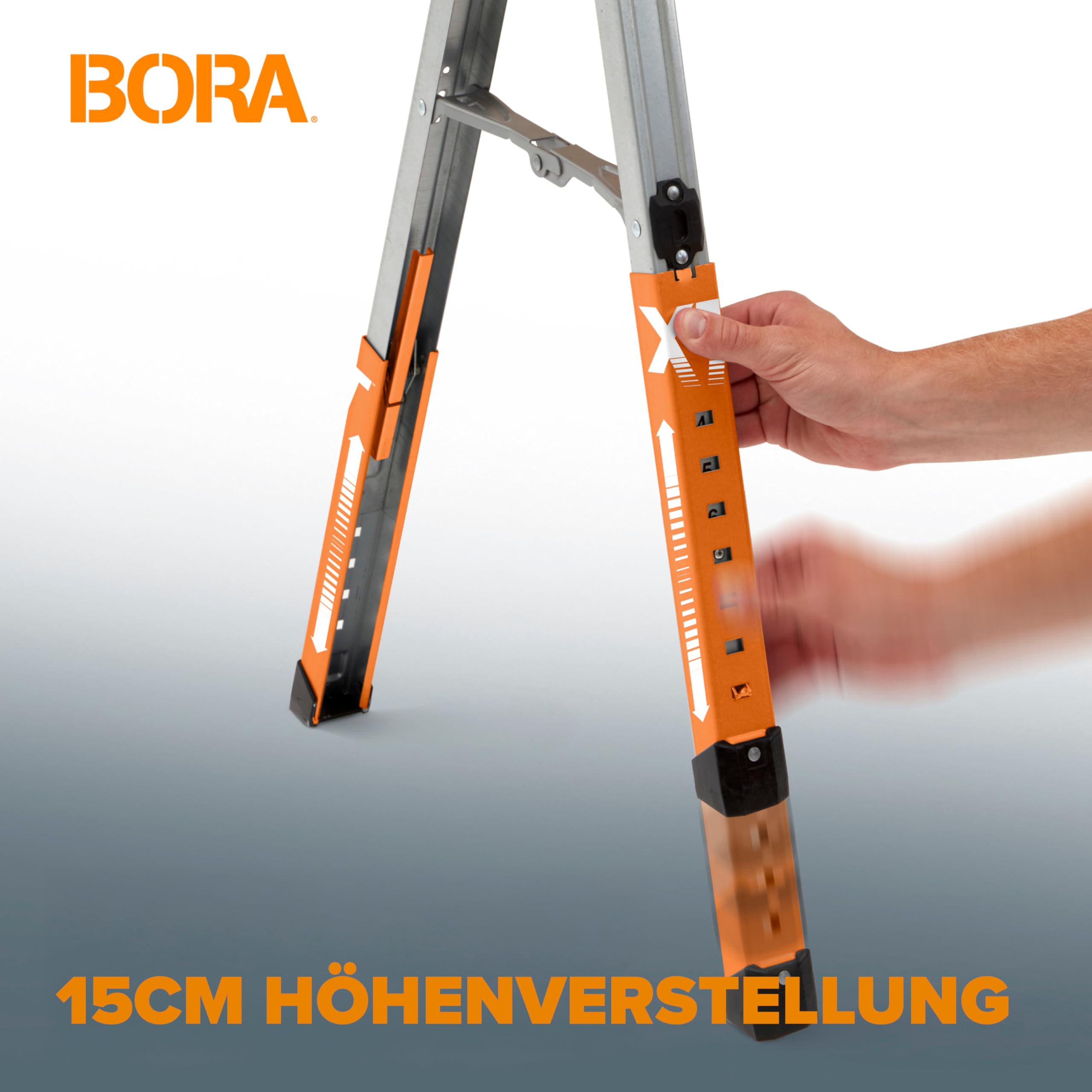 BORA Arbeitsböcke mit robustem Stahlrahmen, Arbeitsbock 2er set. Unterstellblock mit Metallbeine und 2x4 Halterung -PM4550T, Orange/Abendrot im Zickzackmuster (Sunset Chevron)
