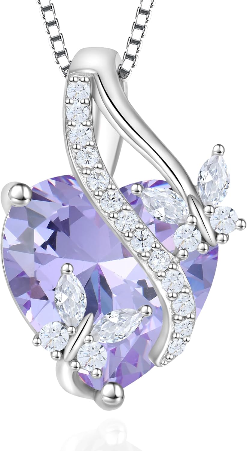 Butterfly Necklaces for Women Sterling Silver Infinity Heart Pendant Birthstone Jewelry Gift with 14k Yellow Gold/Rose Gold Plated