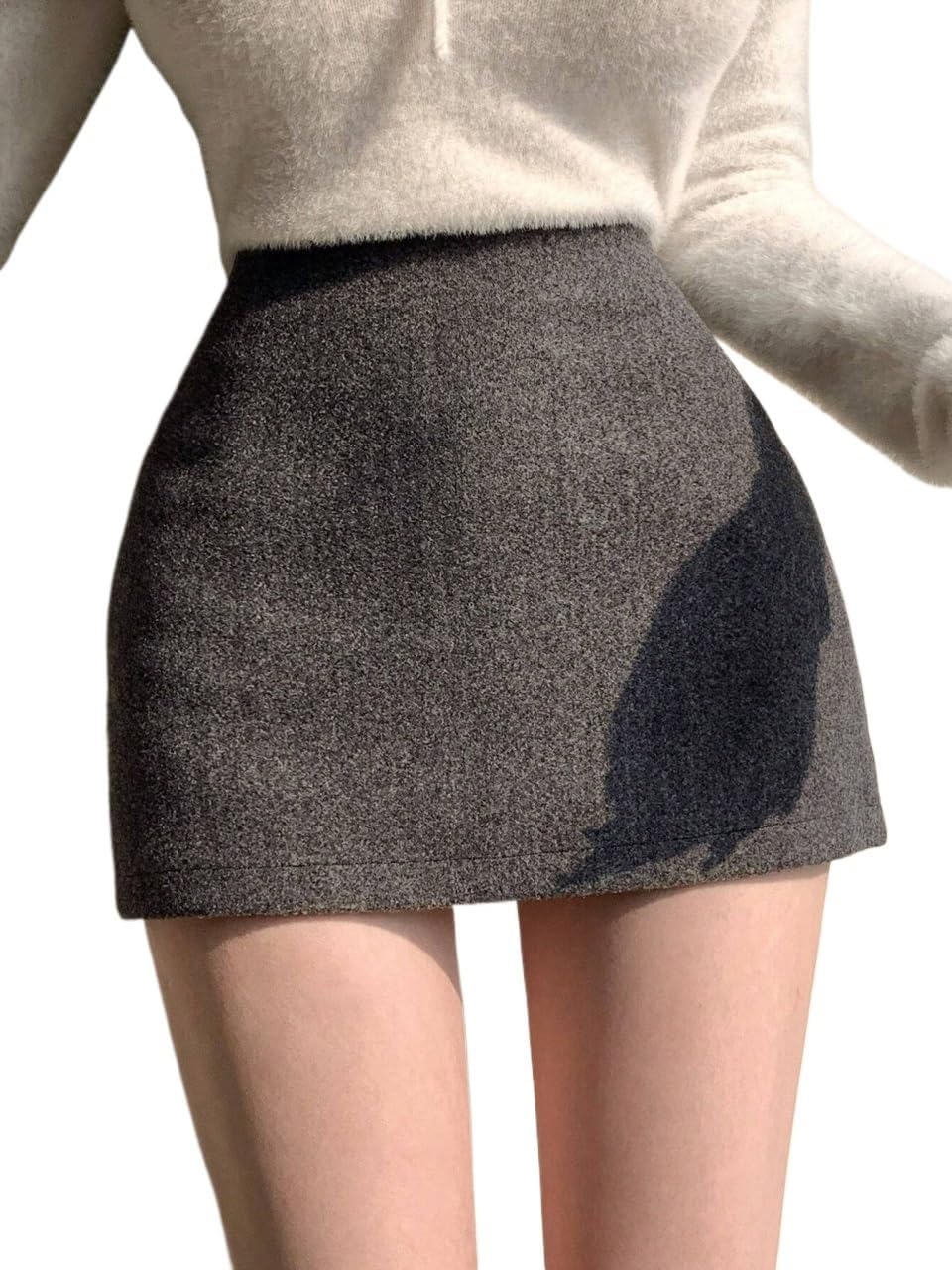 Womens High Waisted Mini Skirt Skort Casual Zippered Bodycon Skirt for Fall & Winter Fashion