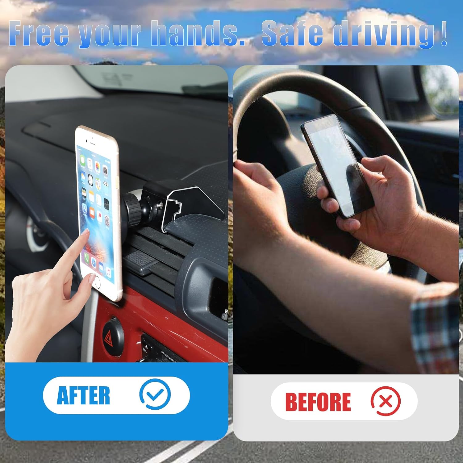 HAPPYHORSE Car Phone Mount Compatible with Toyot@ FJ Cruiser 2007-2021 Car Central Control Right Side Mobile Phone Bracket Phone Holder Phone Mount with Self-Adhesive Base Accessories (Style C)