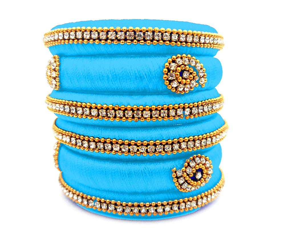 Anusha Enterprises Hand Made Silk Thread Bangles Plastic Bangle Set for Women & Girls (Sky Blue) (Pack of 6) (Size-2/4) (B0BXHM2LJF) Amazon Price History, Amazon Price Tracker