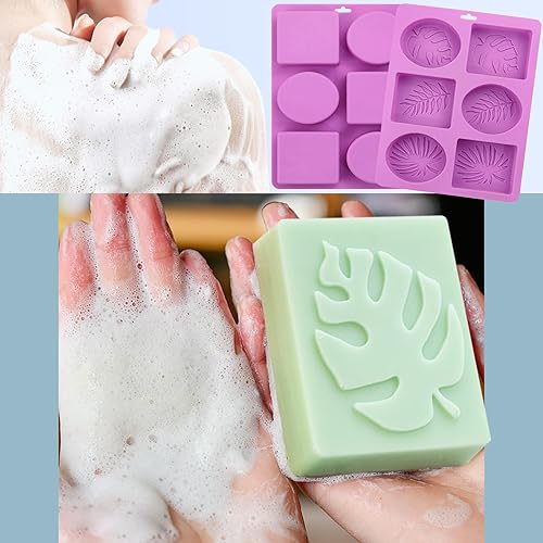 Miniatura 2 de Paquete de 2 moldes de silicona para jabón, diseños de hojas tropicales y estilo hawaiano para hacer jabón hecho a mano, moldes de silicona