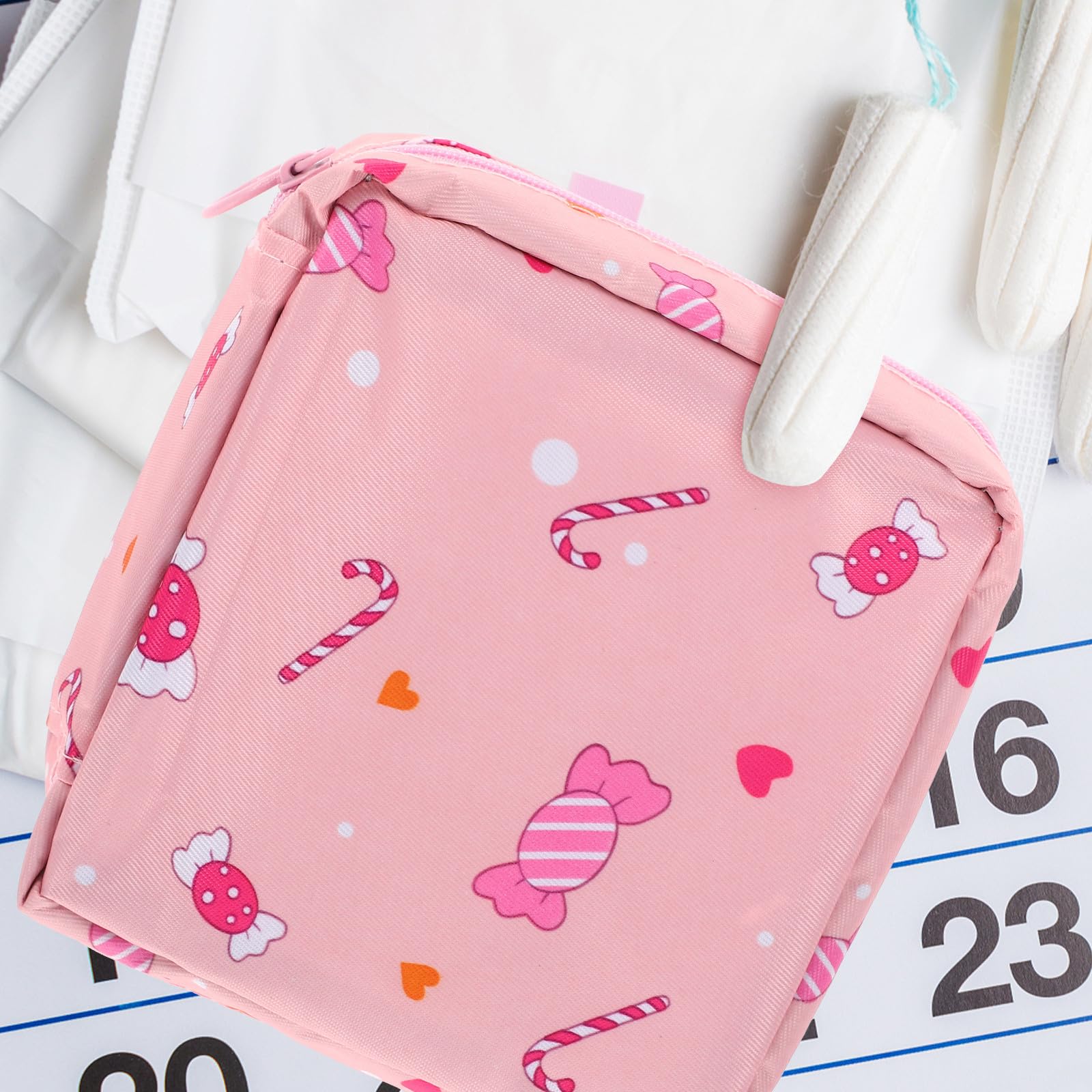 Bolsa de Almacenamiento para Higiene Menstrual Grande de Poliéster Rosa | Portátil y Multifunción, Uso Escolar y Exterior, Estilo Chic y Bonito para Chicas