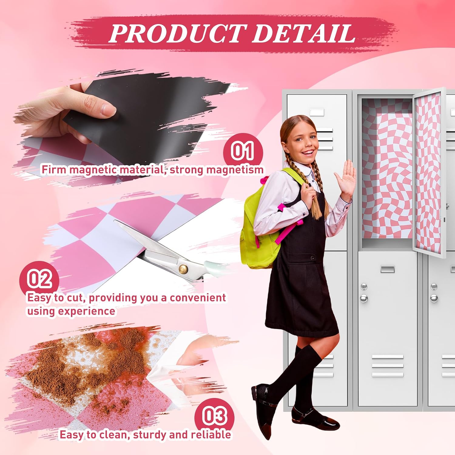 Konohan 2 Pcs Magnetic Wallpaper for Lockers 12" x 36" Removable Magnetic Wallpaper Decorative Locker Accessories for University(Plaid)
