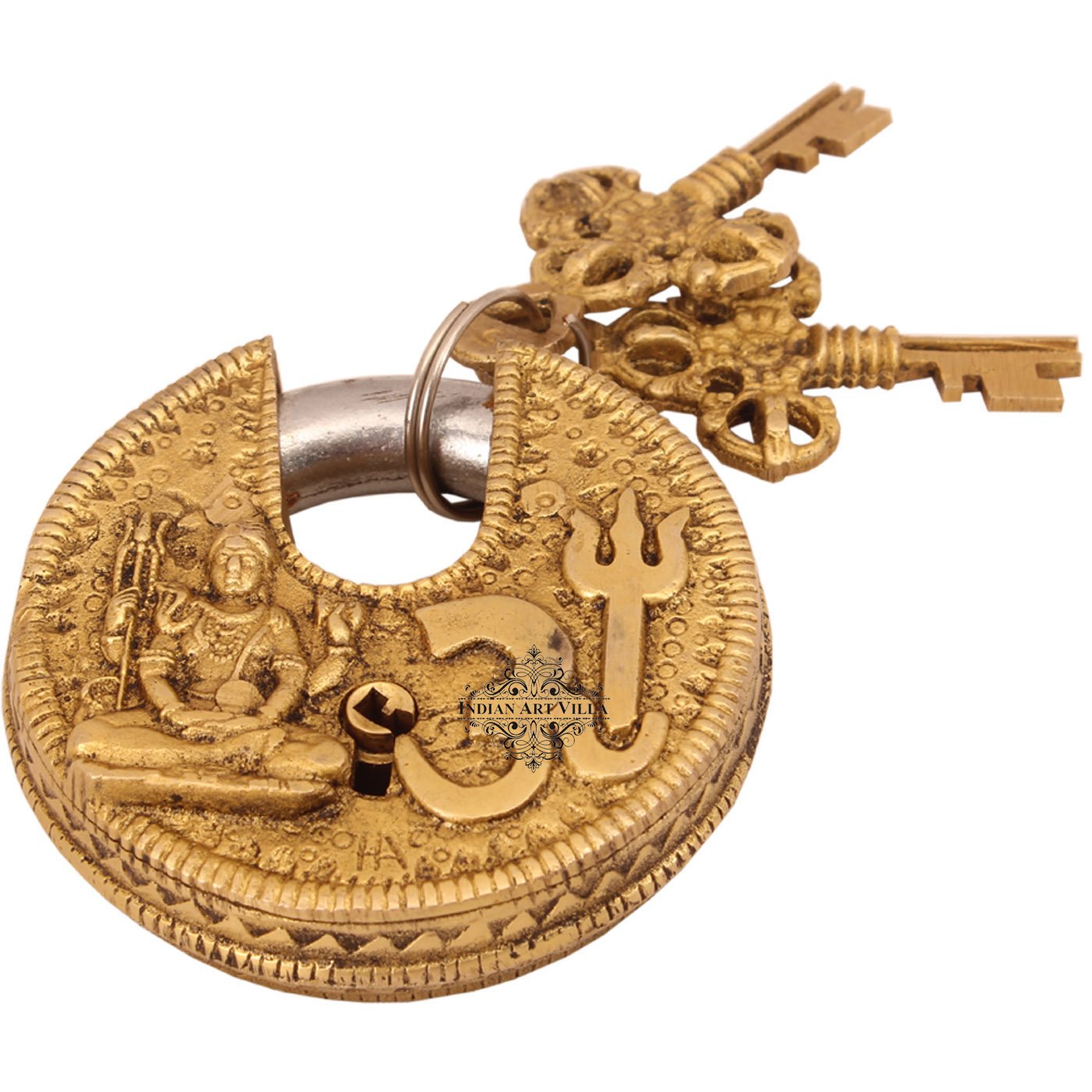 Indian Art Villa Handmade Old Vintage Style Antique Lion Design Brass Security Lock with 2 Keys|Home Temple Office — Amazon image 18