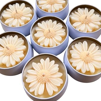 Daisy Flower Candle 4 oz Hand Poured Soy Wax Scented Candle, Wedding Favor, Bridesmaid & Engagement Gift, Baby Shower Favor