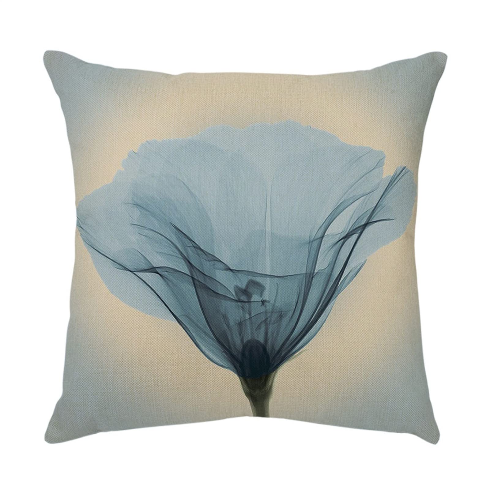 4 Piezas Funda de Almohada Flor Azul Abstracta Fundas de Cojín Terciopelo Sencillo y Decorativo para Sofá Camas Dormitorio Coche Lino Cojines Throw Pillow Covers 80x80cm/32x32 Inch