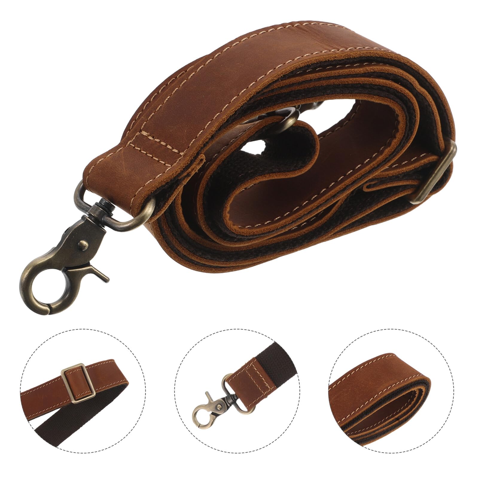 ORFOFE Correa Ajustable de Cuero Vacuno para Bolso Bandolera Repuesto Marrón Correa para Bolso de Hombro Desmontable Accesorio Uso Diario y Casual