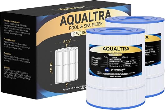 AQUALTRA Hot Tub Filter Compatible with C8465, PWK65, Watkins 31114, FC-3960, 71827, 71828, 65 sq.ft. 8 1/2x 10 1/2 Drop in Spa Filter 2 Pack