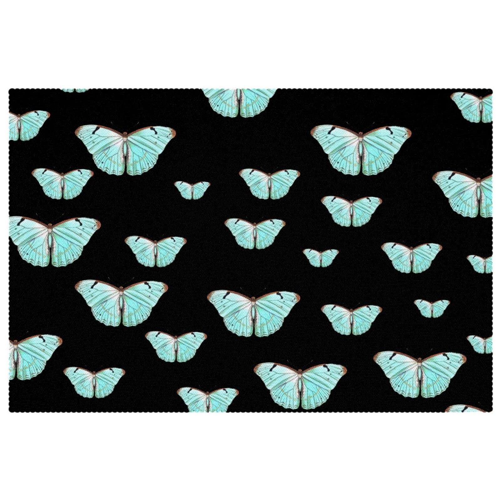 Lot de 6 sets de table papillon bleu sarcelle résistants chaleur