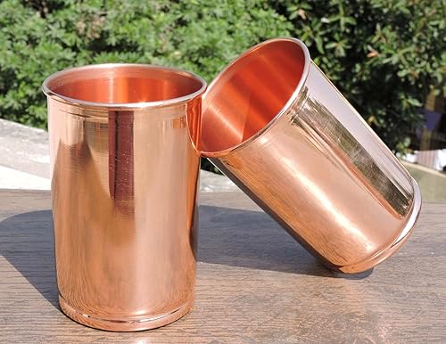 Miniatura 7 de ANCIENT IMPEX Pure Copper - Juego de 2 vasos de cobre para servir agua (99.74 por ciento), capacidad de 11.8 fl oz (11.8 onzas líquidas)