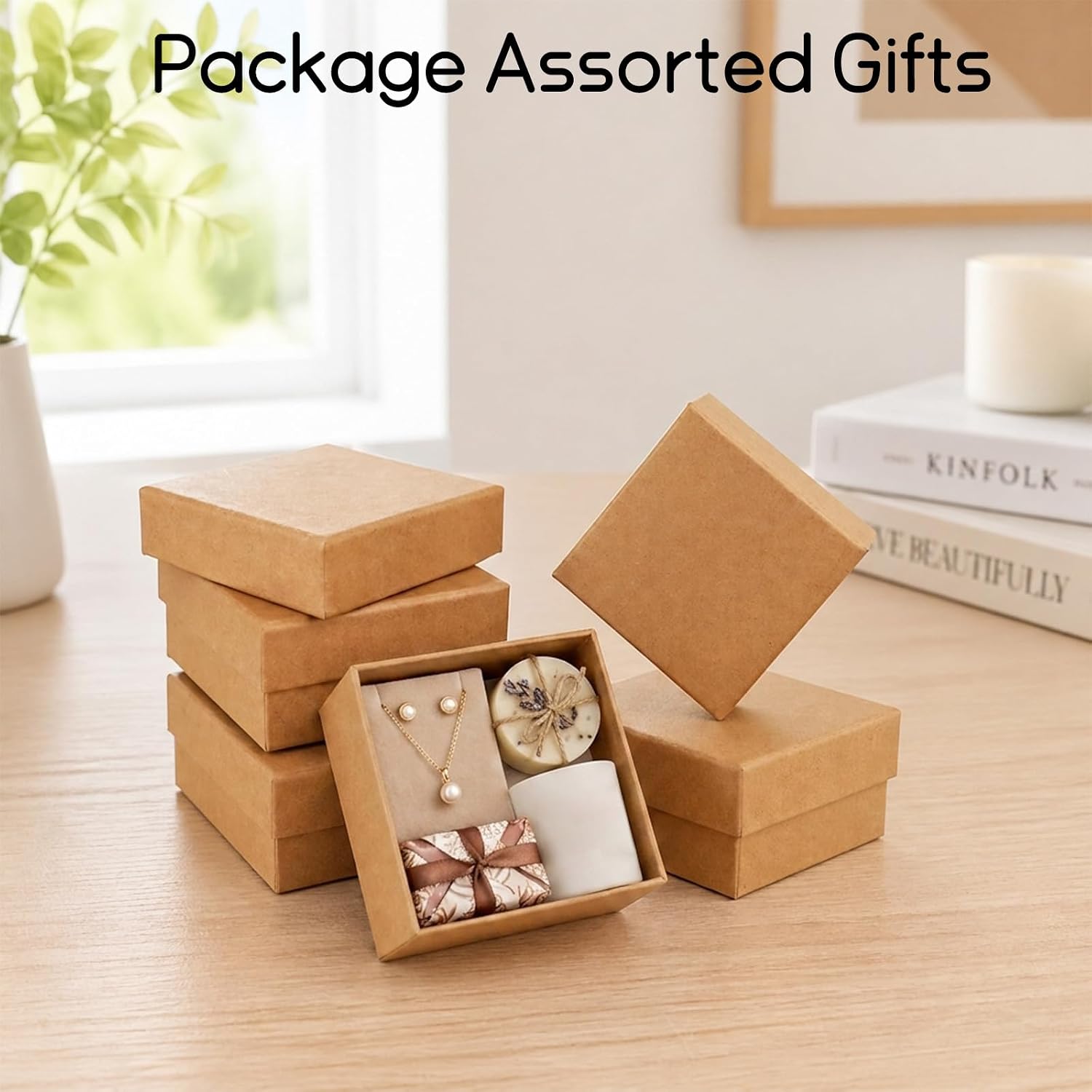 GEFEDESUL 27 Pcs Mini Paper Mache Boxes, Square Cardboard Boxes with Lids, 3.9 Inches DIY Craft Boxes, for Party Favors, Art Projects, Gift Wrapping and Daily Storage