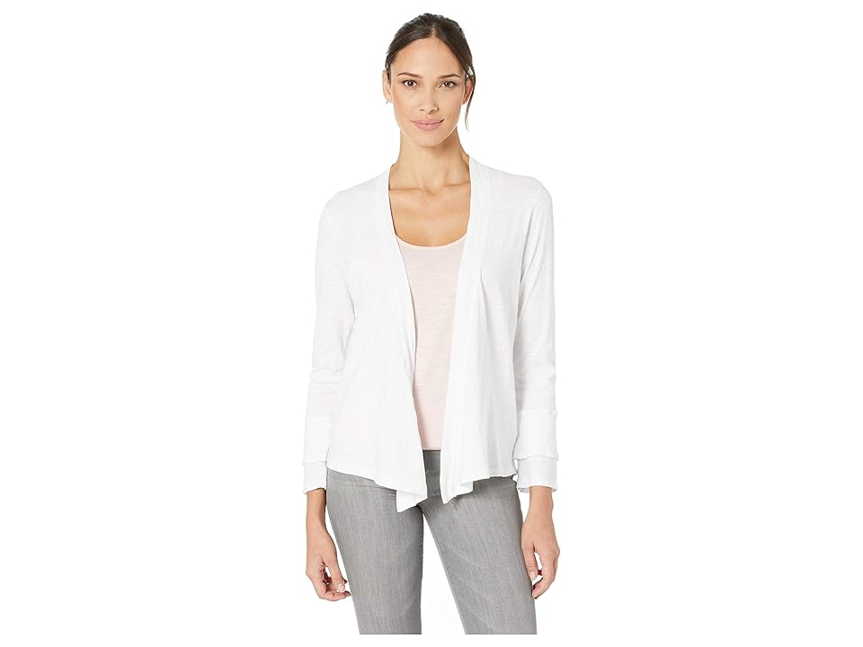 

Mod-o-doc Flounce Sleeve Cardigan with Back Twist in Slub Jersey (White) Women's Sweater