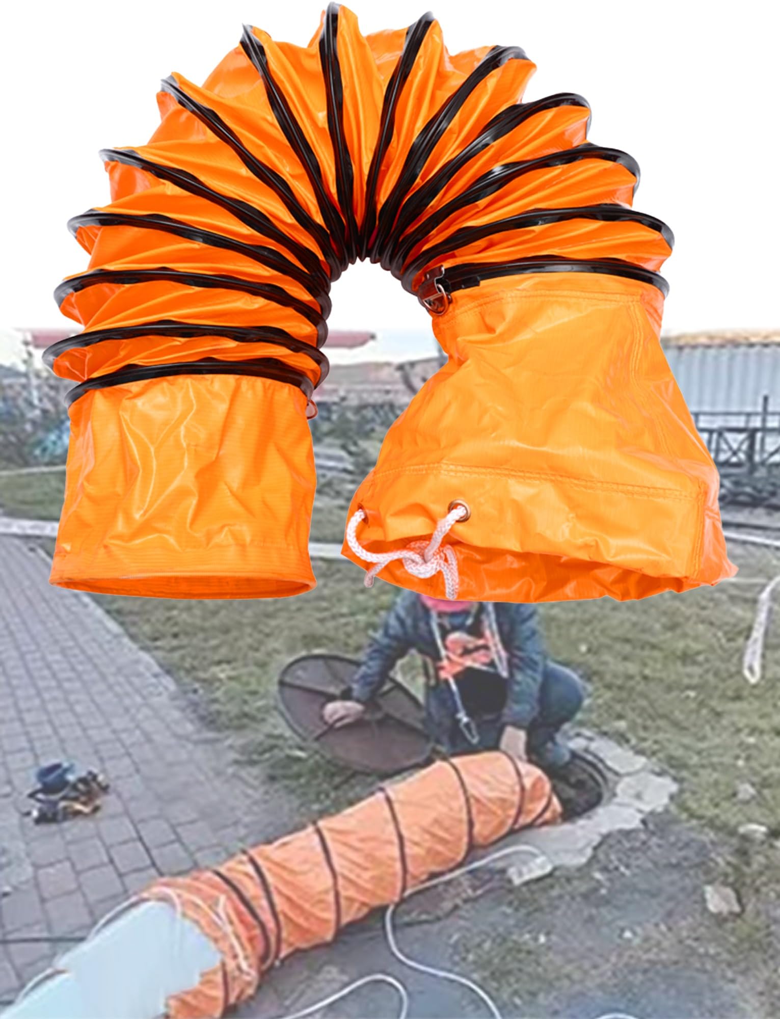 Manguera flexible de PVC de 5 m for de climatización (HVAC), cuerda ajustable for conductos de extractores, tubería ignífuga fábricas y uso residencial.(40cm/15.75in)