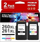 260XL 261XL Replacement for Canon 260 and 261 PG-260XL CL-261XL Used to Canon Pixma TS6420a TS6420 TS5320 TS6400 TR7020a TR7020 TR7022 Printer - Black Color High Yield 2PK