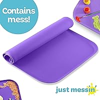 Vista 3 de Just Messin' Tapete de silicona para niños, reutilizable, antideslizante, resistente al calor, con bordes elevados de 0.6 pulgadas para contener