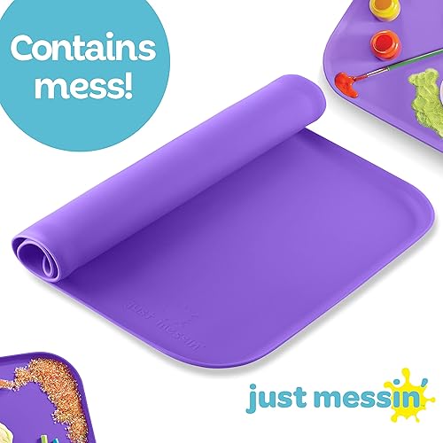 Miniatura 10 de Just Messin' Tapete de silicona para manualidades, resina, pintura, limo y joyería, protector de mesa multiusos con lados elevados para contener el