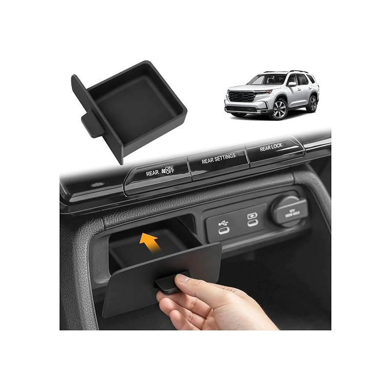 Bandeja organizadora para console central Honda Pilot 2023–2026 e Passport 2026 em silicone preto PeakPurit
