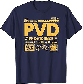 Vintage Providence PVD Airport Code Travel Day Retro Tag RI T-Shirt