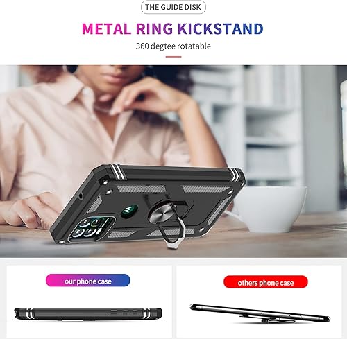 Miniatura 8 de LeYi Funda para teléfono Moto G Stylus 5G de grado militar 2021 con soporte de anillo magnético y 2 protectores de pantalla de vidrio templado,