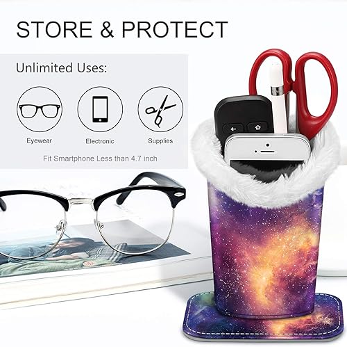 Miniatura 17 de Fintie Soporte para anteojos forrado de felpa con base magnética, estuche de cuero vegano prémium para lentes