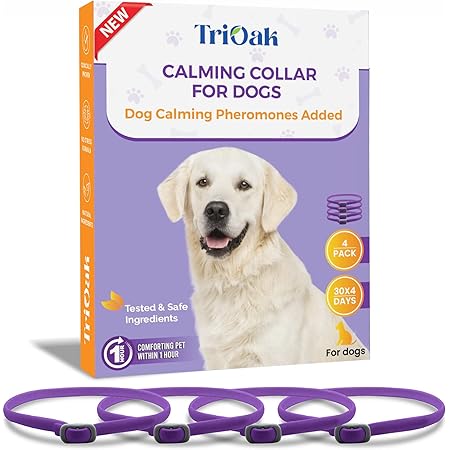 4 Pack Calming Collar for Dogs, Dog Anxiety Relief, All New Pheromone Dog Calming Collars, Anti-Loose Dog Collar, Dog Calm Collar, Separation Anxiety Relief for Dogs, Reduce Dog's Anxiety and Stress