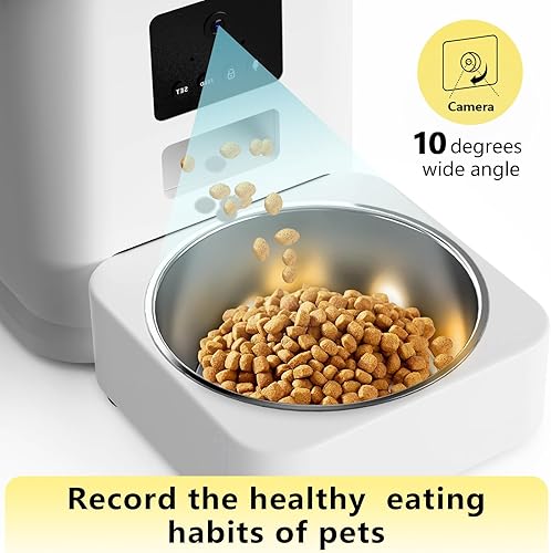 Miniatura 2 de HahaPets Comedero automático para gatos con cámara, dispensador inteligente de 6 L, control remoto, cuenco de comida visible, plan de alimentación