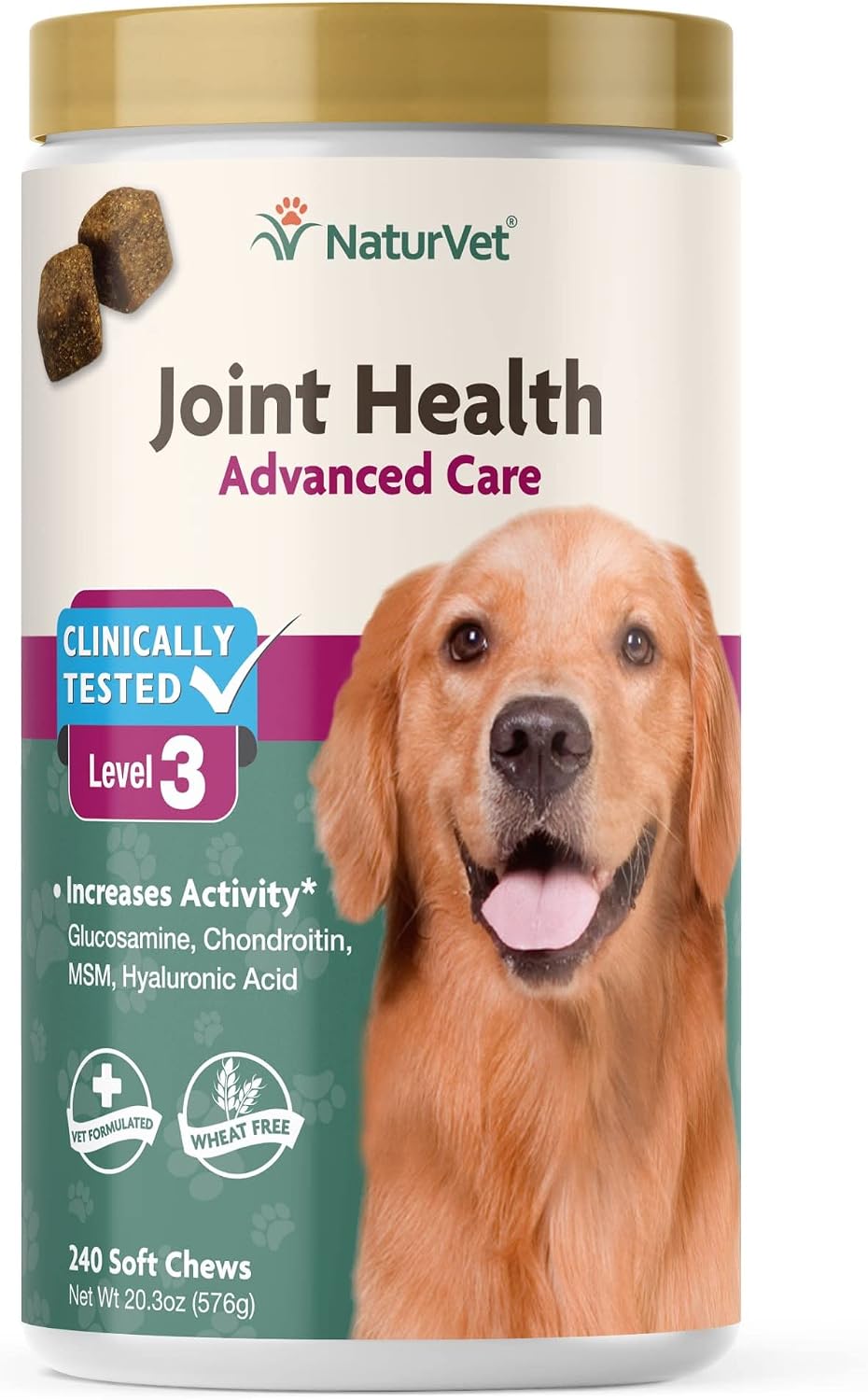 NaturVet Joint Health Level 3 Dog Soft Chew, 15.2 oz., Count of 240, 240 CT