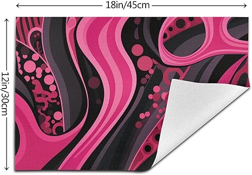 Miniatura 2 de 6 PCS PVC Placemats Set Place Mats Abstract Black and Pattern Non-Slip Weave Place Mats 12" x 18" Farmhouse Table Mat Set for Family Dinners Wedding