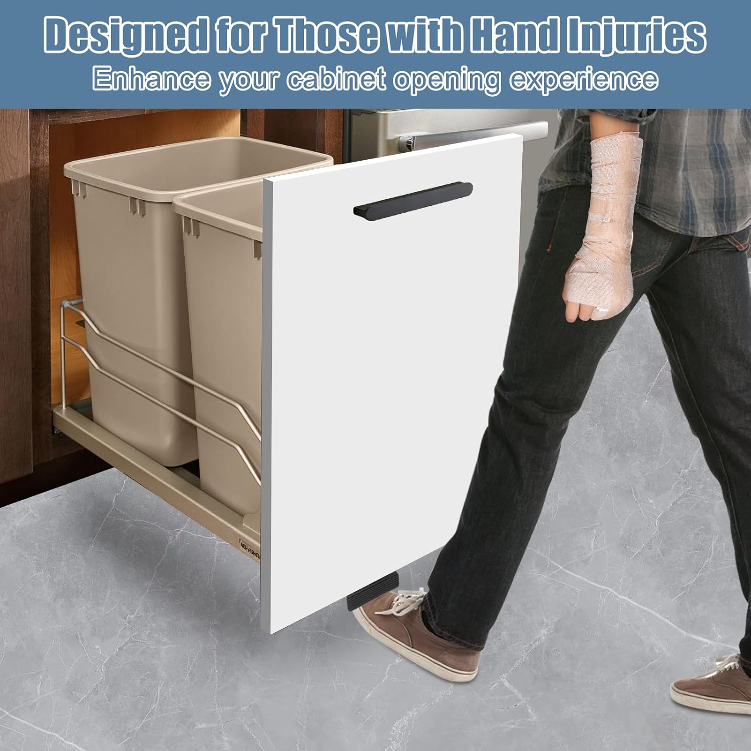 Hysagtek Foot Pull for Trash Cabinet Drawer, Cabinet Foot Pull, Touchless Hands Free Design for Full Overlay Cabinet Door