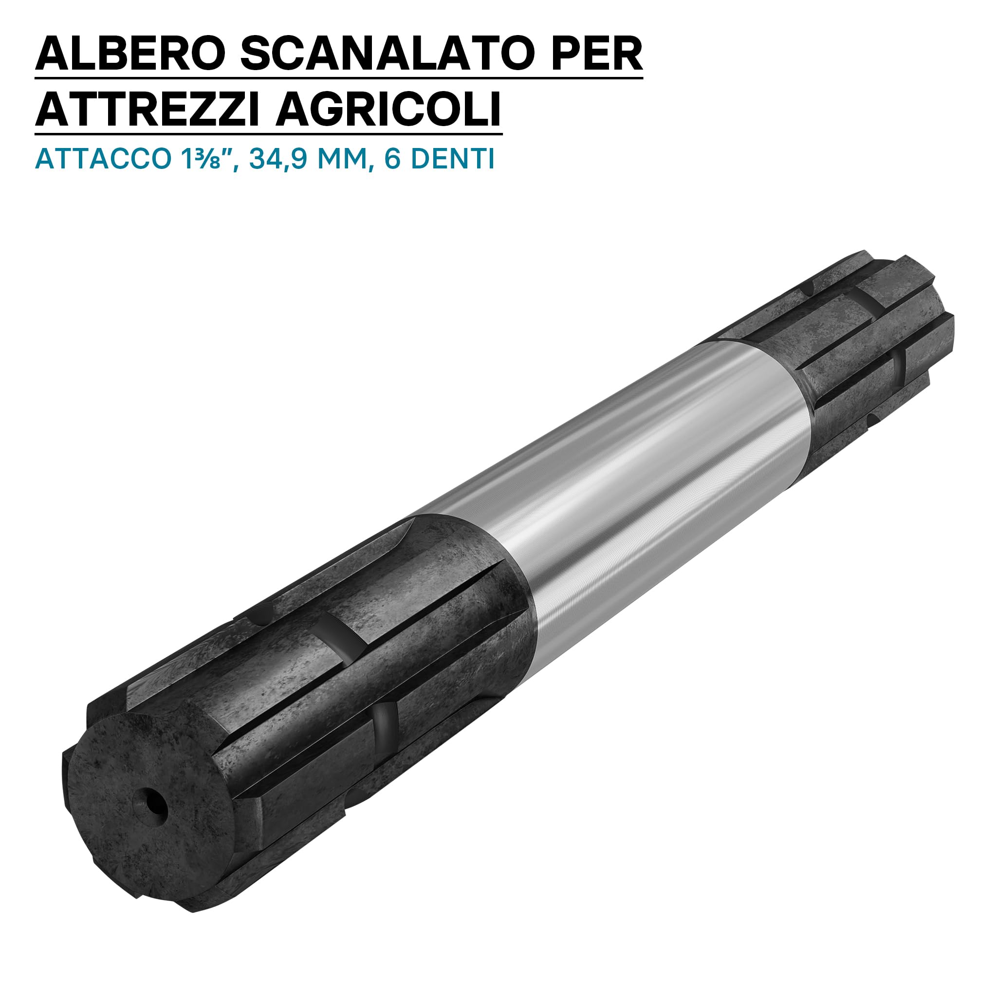 Wiltec Profilo scanalato per Albero cardanico B2 Giunto scanalato 300 mm 1 3/8" 6 Denti Trattore Cardano
