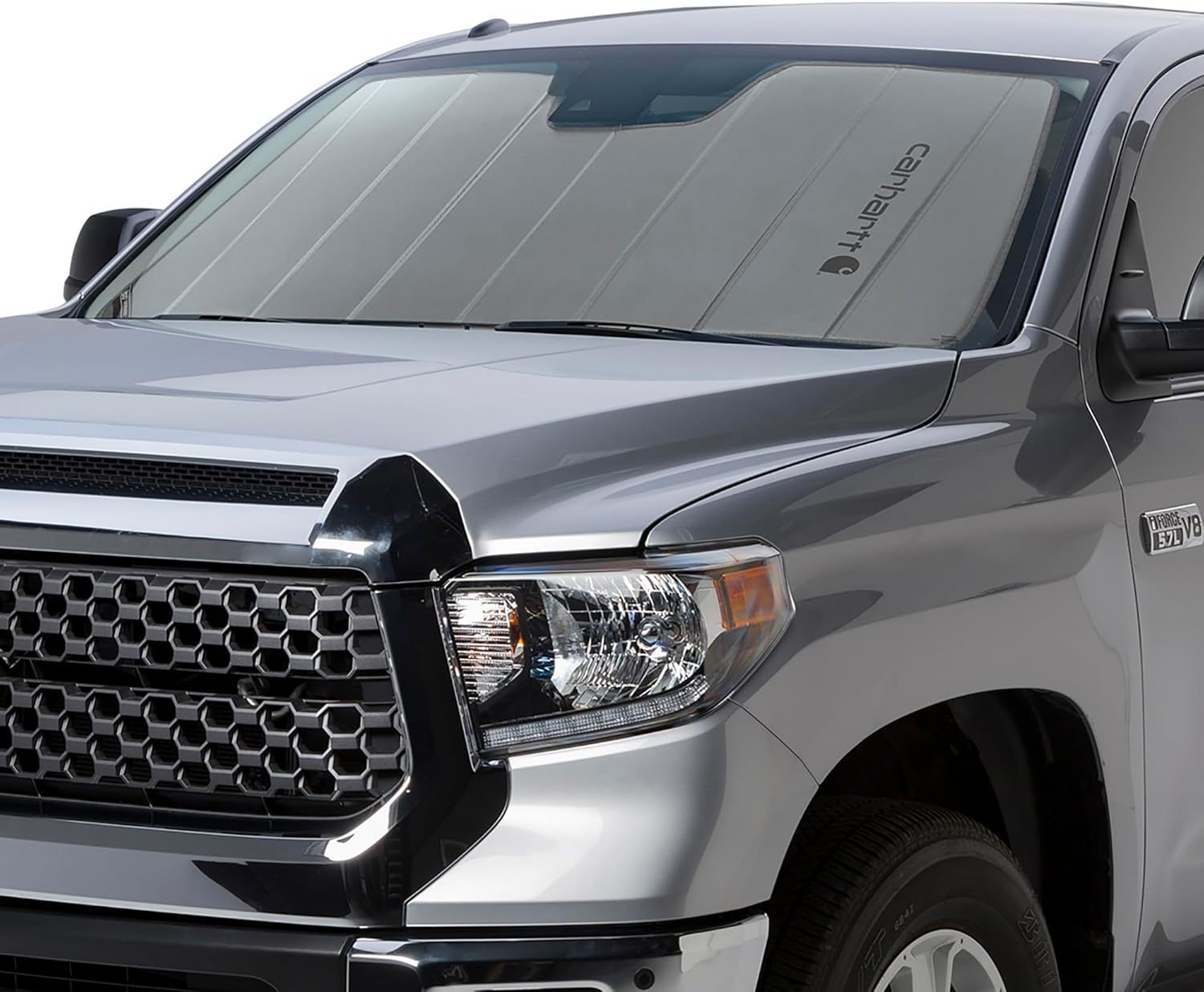 Covercraft Carhartt UVS100 Custom Windshield Sunscreen for 2022-2025 Rivian R1S & R1T - Gravel