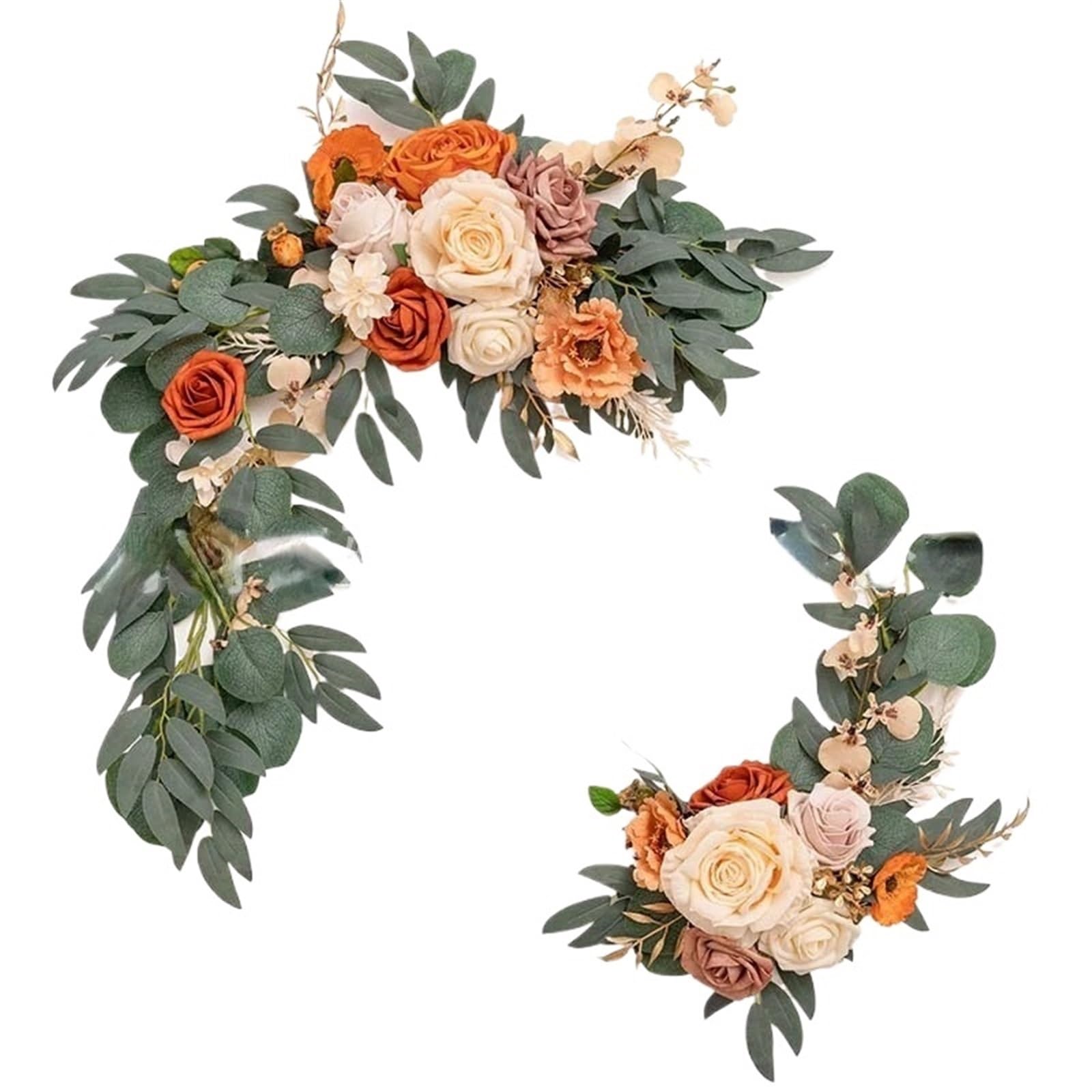 EKalgretrA Flower Arch 2pcs Artificial Wedding Arch Flowers Rose Party Garland Ceremony Flower Backdrop Decoration Fake(013)