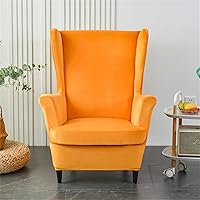 Vista 10 de MIFXIN Juego de 2 fundas para silla de alas, de terciopelo, elásticas, con respaldo de ala, funda de cojín, suave, lavable, protector de muebles Rojo