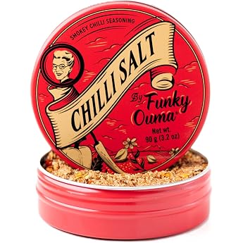 Funky Ouma Chilli Salt 90 g - African Chili Salt with Sea Salt &amp; Chili - 100% Natural, Vegan, Gluten Free - Spicy BBQ &amp; Kitch