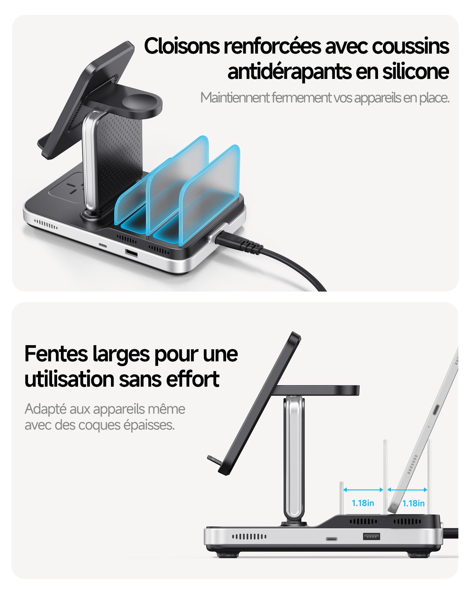 SwanScout Station de charge 5 en 1 pour appareils Samsung, Chargeur sans fil pour série Samsung S25/S24/S23/S22, Galaxy Watch Ultra/7/6/5/4, Galaxy Buds, compatible Galaxy Tab/iPad/Switch, Modèle 901S