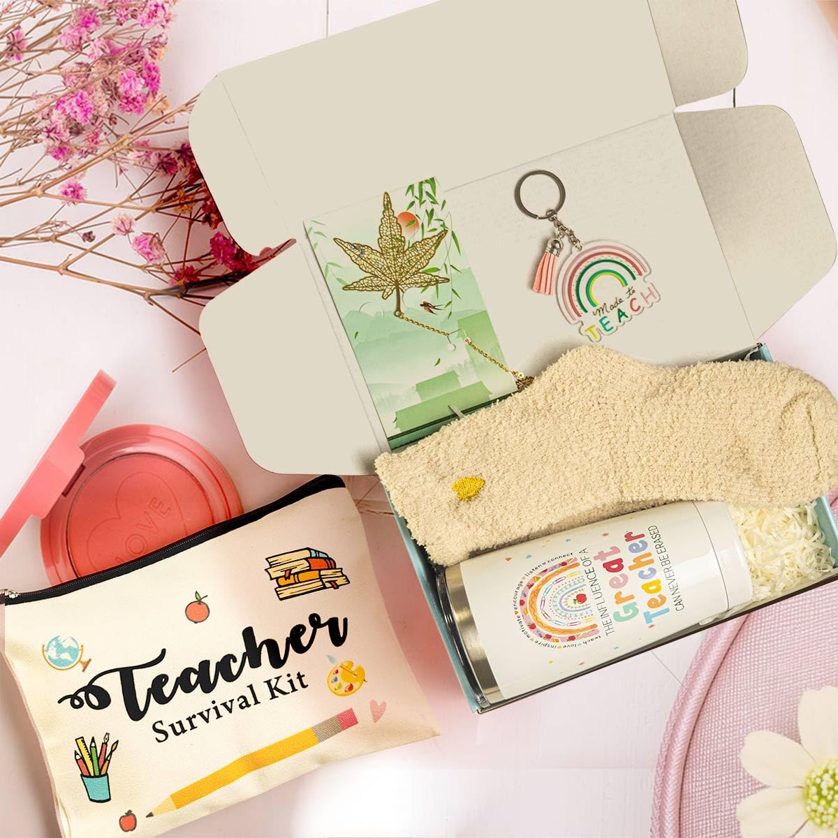 Juegos de regalo de agradecimiento para profesores, cesta de regalo de agradecimiento para profesores, regalo de vuelta a la escuela, regalo de Navidad para profesores, vaso de vino, marcadores,