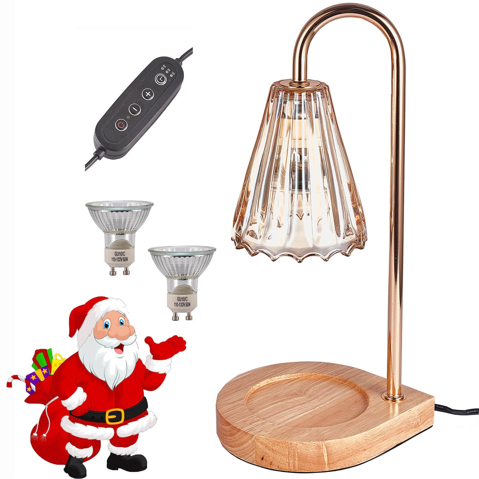 YODEWA Glass Candle Warmer Lamp with Timer and Dimmer, Wooden Base Clear Modern Electric Candle Lamp Warmer for Jar Candles, Gifts for Daughter/Mom/Women Home Decor - Clear