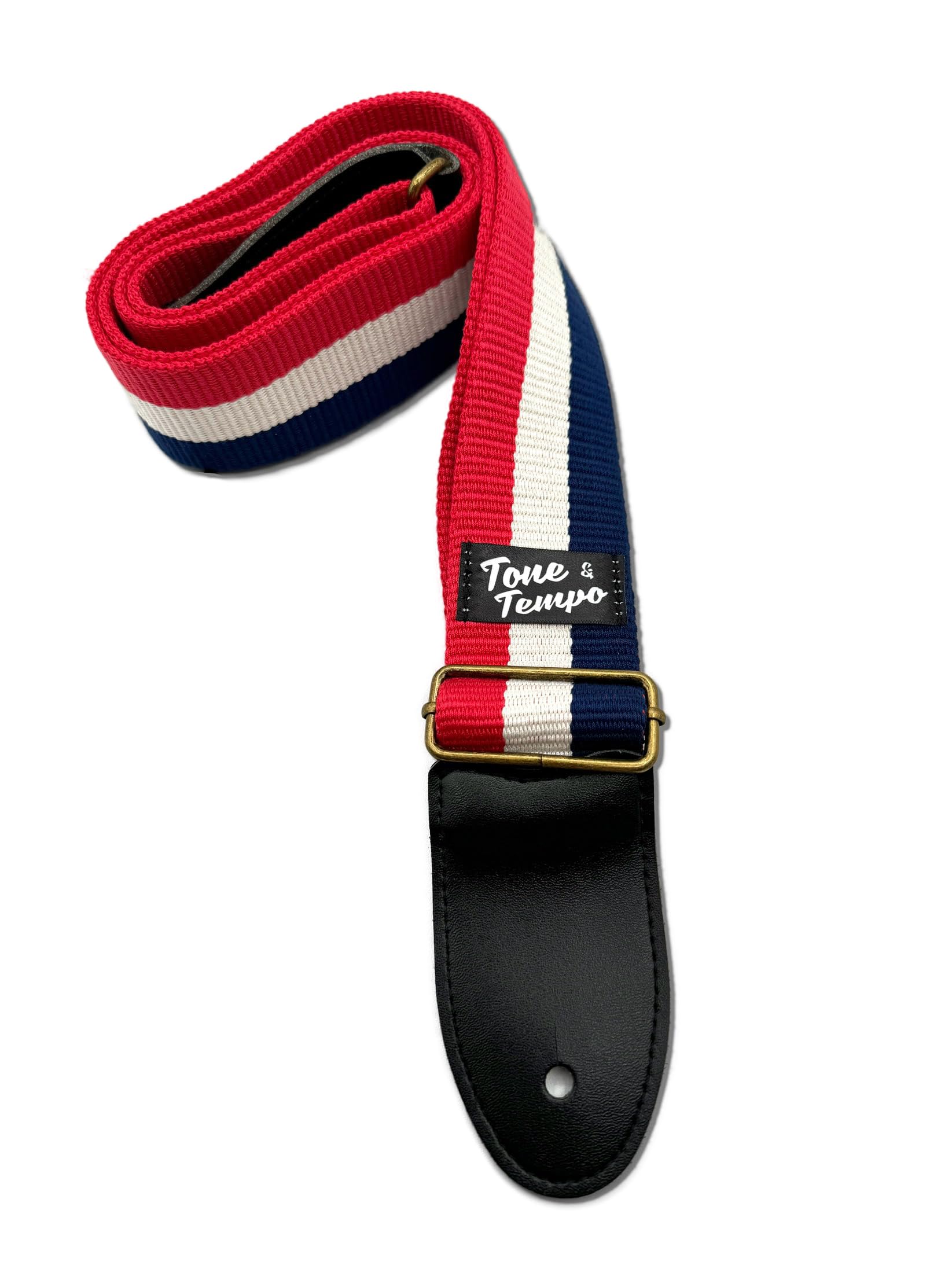 Tone & Tempo Correas de guitarra veganas vintage, rojo, blanco, azul, talla única